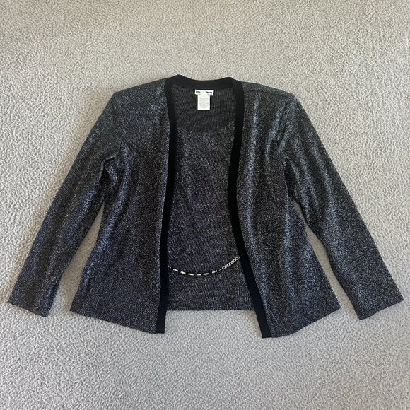 Vintage Metallic Silver Blazer Jacket Built in Top Evening Party 90s - Picture 13 of 16